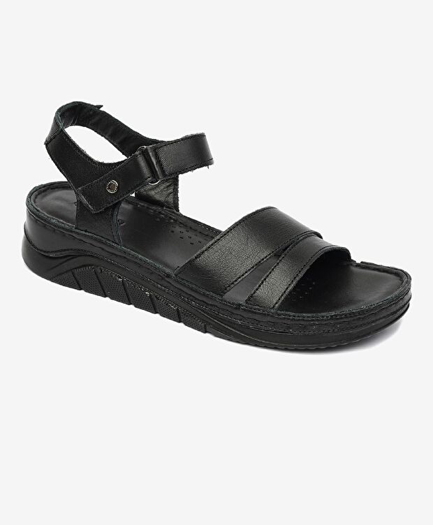 Kadın Siyah Hakiki Deri Sandalet - 2