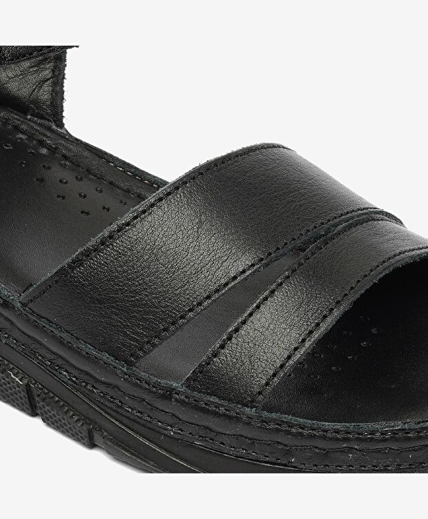 Kadın Siyah Hakiki Deri Sandalet - 5