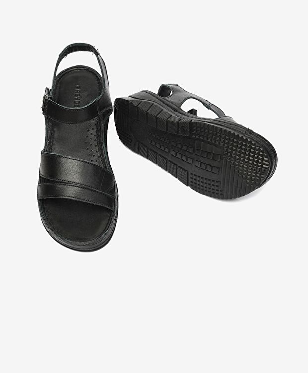 Kadın Siyah Hakiki Deri Sandalet - 6