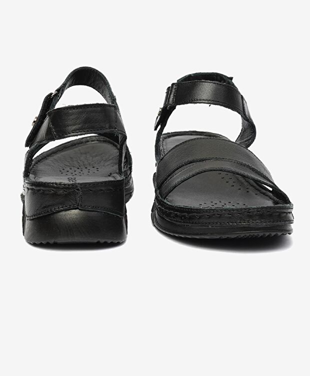 Kadın Siyah Hakiki Deri Sandalet - 7