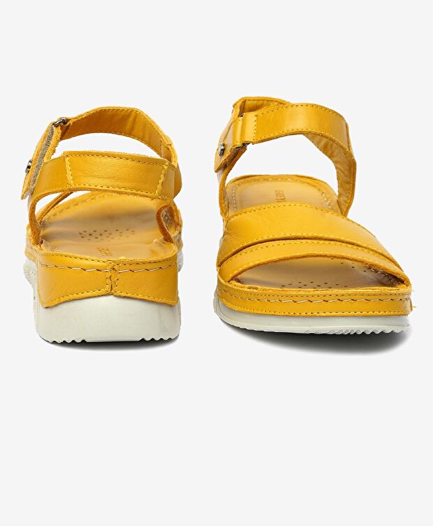 Kadın Sarı Hakiki Deri Sandalet - 7