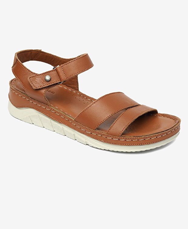 Kadın Taba Hakiki Deri Sandalet - 1