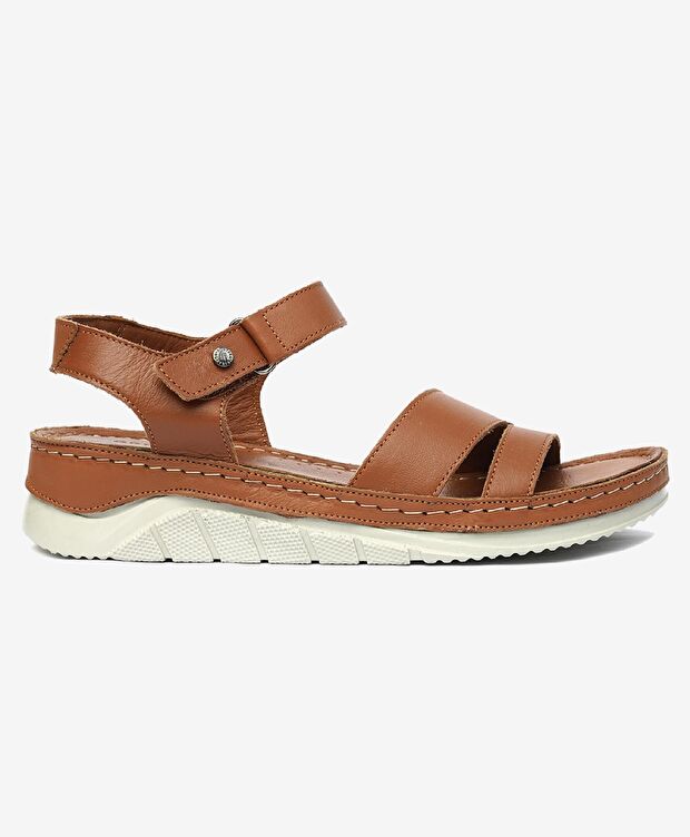Kadın Taba Hakiki Deri Sandalet - 1