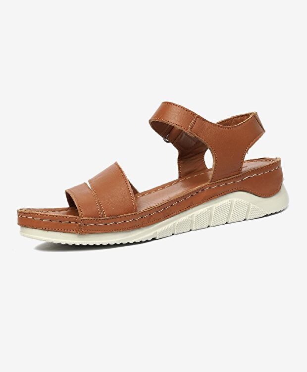 Kadın Taba Hakiki Deri Sandalet - 3