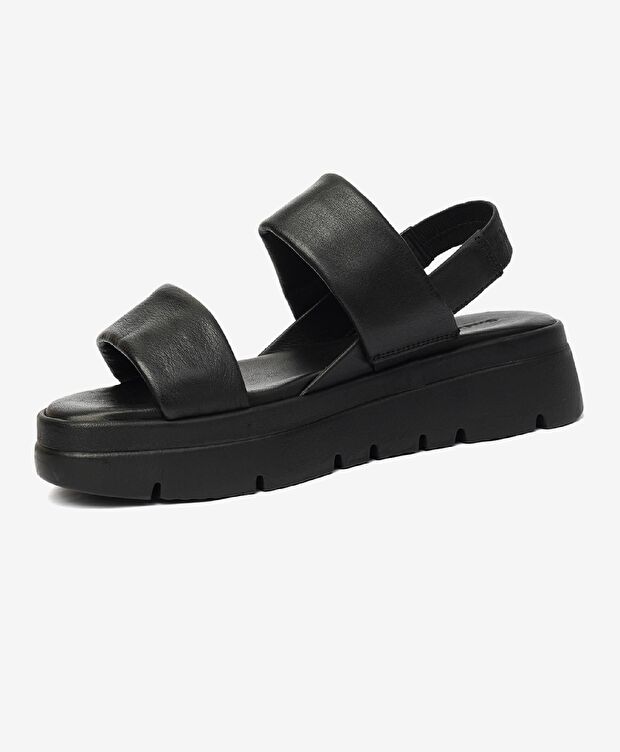 Kadın Siyah Hakiki Deri Sandalet - 3