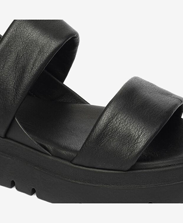 Kadın Siyah Hakiki Deri Sandalet - 5