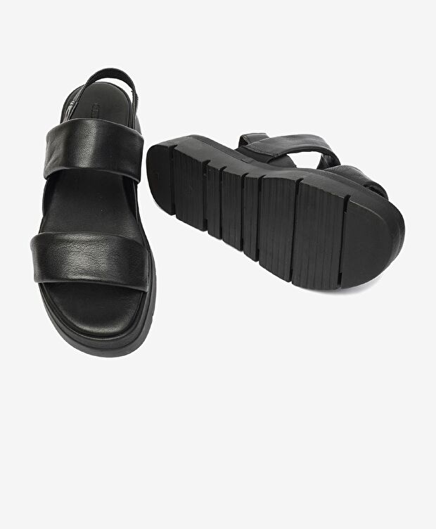 Kadın Siyah Hakiki Deri Sandalet - 6