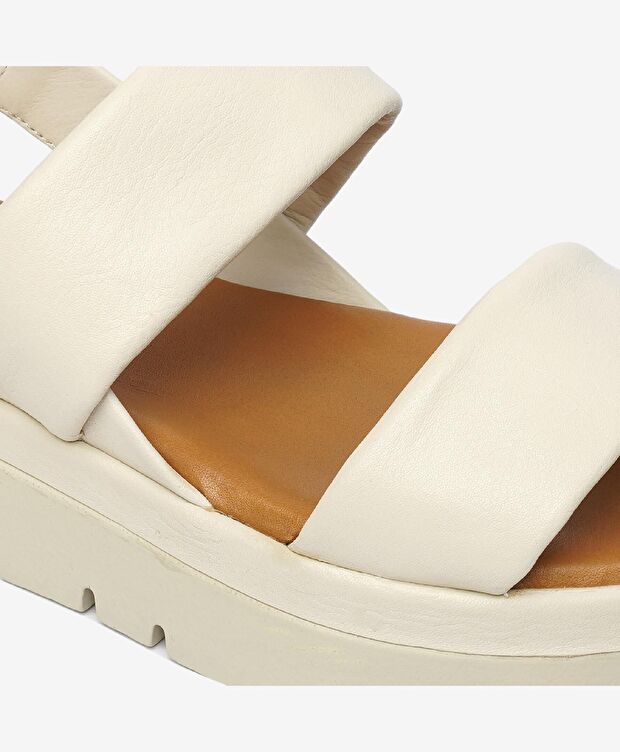 Kadın Bej Hakiki Deri Sandalet - 5