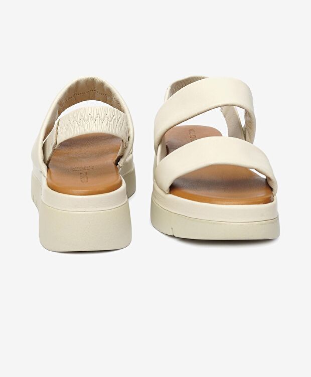 Kadın Bej Hakiki Deri Sandalet - 7