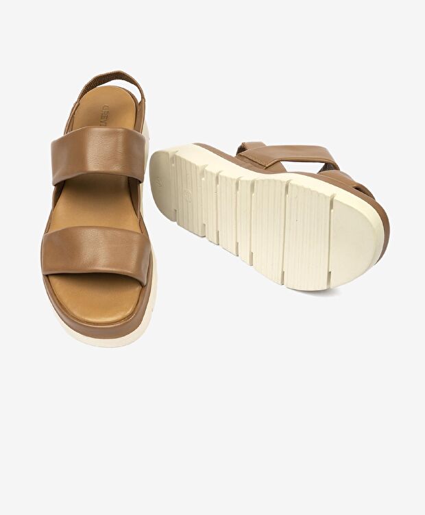 Kadın Taba Hakiki Deri Sandalet - 6