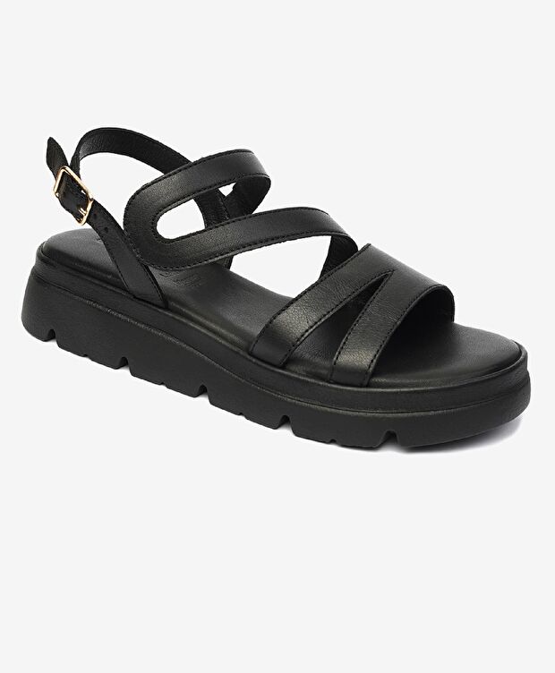 Kadın Siyah Hakiki Deri Sandalet - 2