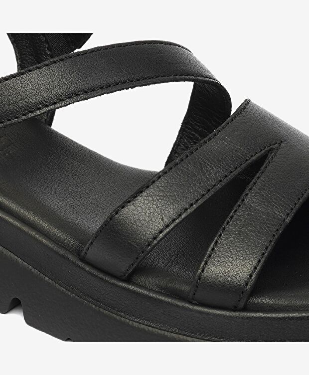 Kadın Siyah Hakiki Deri Sandalet - 5