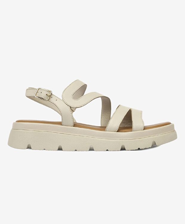 Kadın Bej Hakiki Deri Sandalet - 1