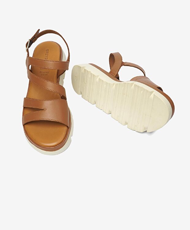 Kadın Taba Hakiki Deri Sandalet - 6