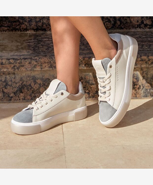 Kadın Beyaz Mavi Hakiki Deri Sneaker Ayakkabı - 10