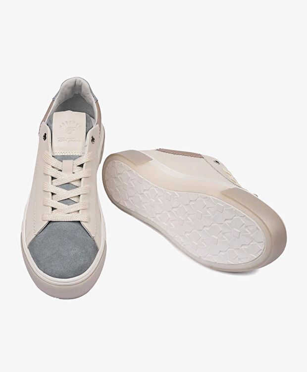 Kadın Beyaz Mavi Hakiki Deri Sneaker Ayakkabı - 6