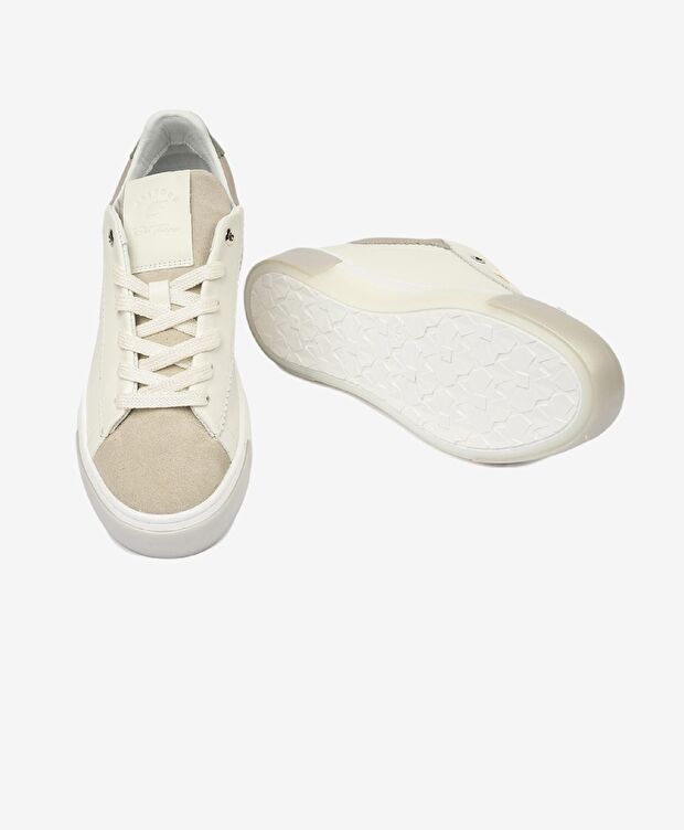 Kadın Beyaz Yeşil Hakiki Deri Sneaker Ayakkabı - 6