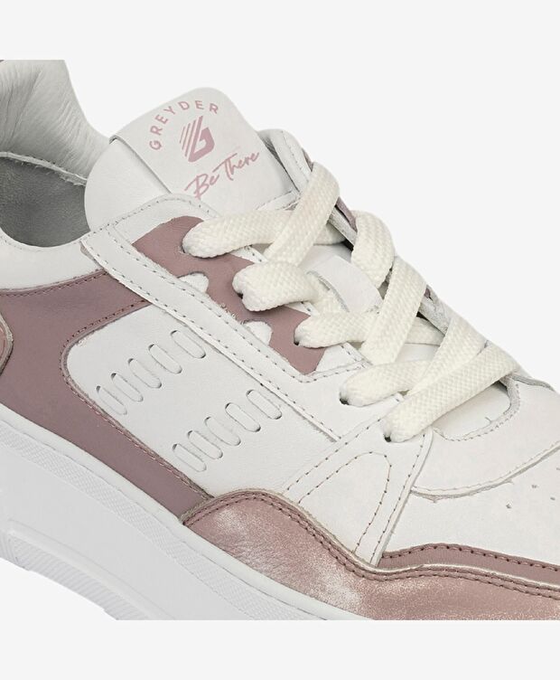 Kadın Lila Beyaz Hakiki Deri Sneaker Ayakkabı - 5