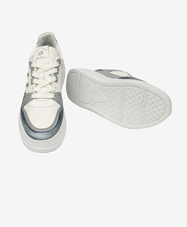 Kadın Mavi Beyaz Hakiki Deri Sneaker Ayakkabı - 6