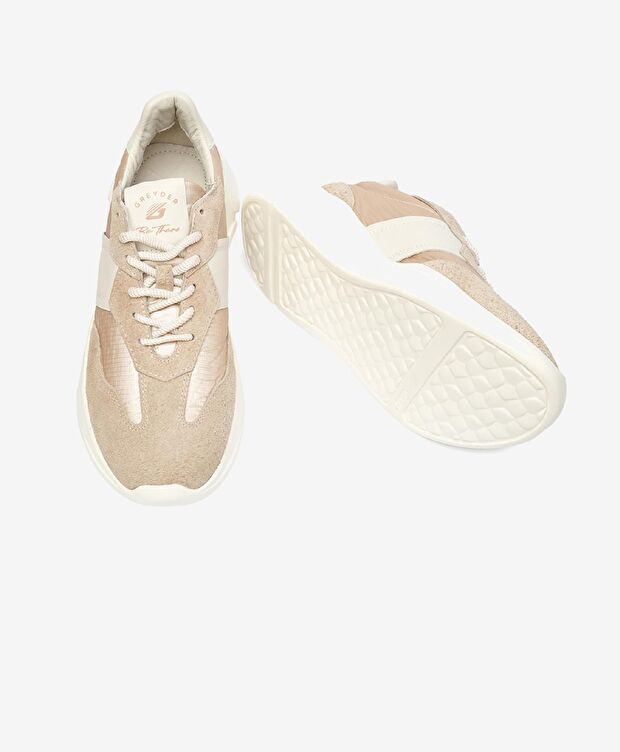 Kadın Krem Hakiki Deri Spor Ayakkabı - 6