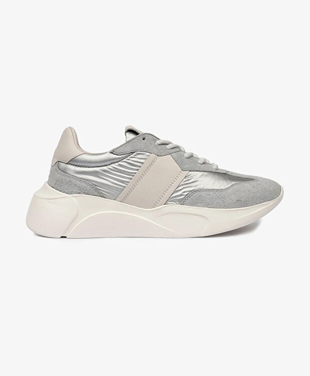 Kadın Beyaz Gümüş Hakiki Deri Spor Ayakkabı - 1