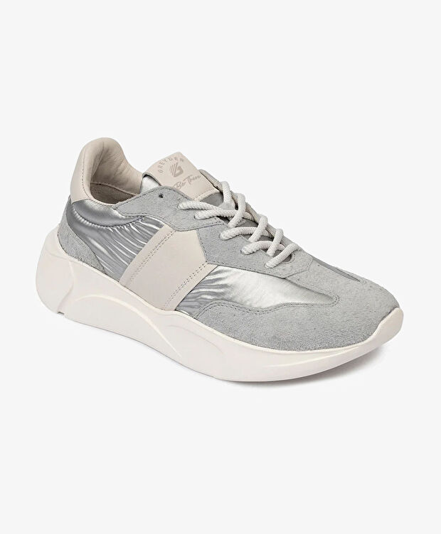 Kadın Beyaz Gümüş Hakiki Deri Spor Ayakkabı - 2