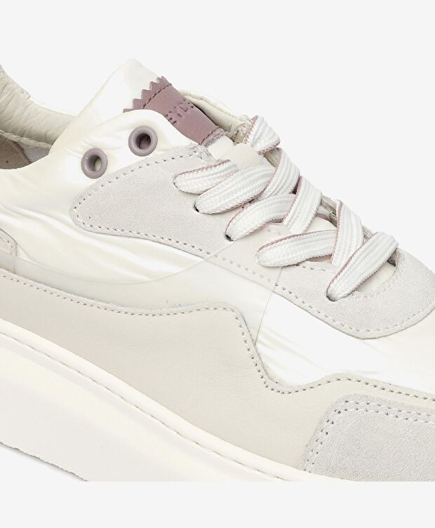 Kadın Beyaz Hakiki Deri Sneaker Ayakkabı - 5