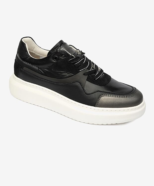 Kadın Siyah Hakiki Deri Sneaker Ayakkabı - 2