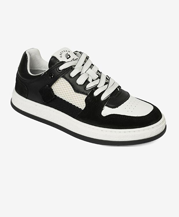 Kadın Siyah Beyaz Hakiki Deri Sneaker Ayakkabı - 2