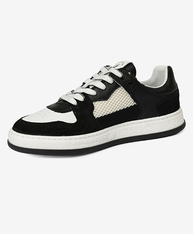 Kadın Siyah Beyaz Hakiki Deri Sneaker Ayakkabı - 3