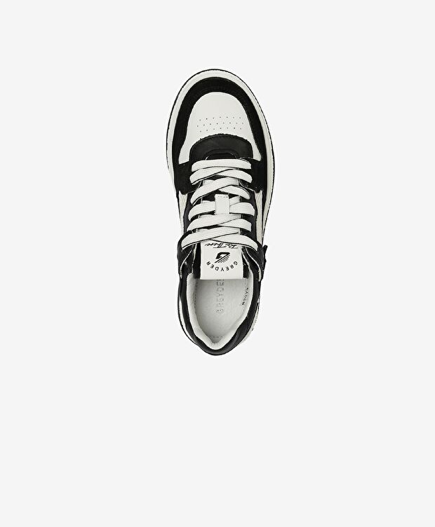 Kadın Siyah Beyaz Hakiki Deri Sneaker Ayakkabı - 4