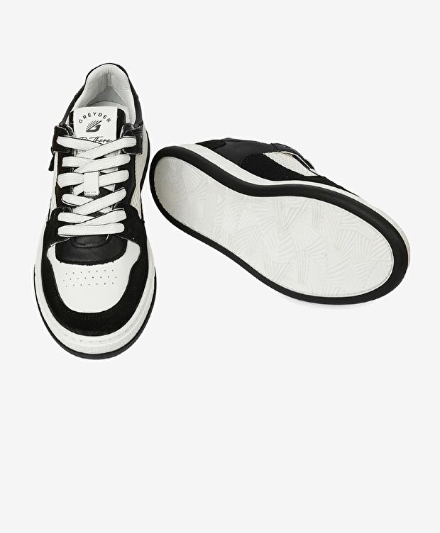 Kadın Siyah Beyaz Hakiki Deri Sneaker Ayakkabı - 6