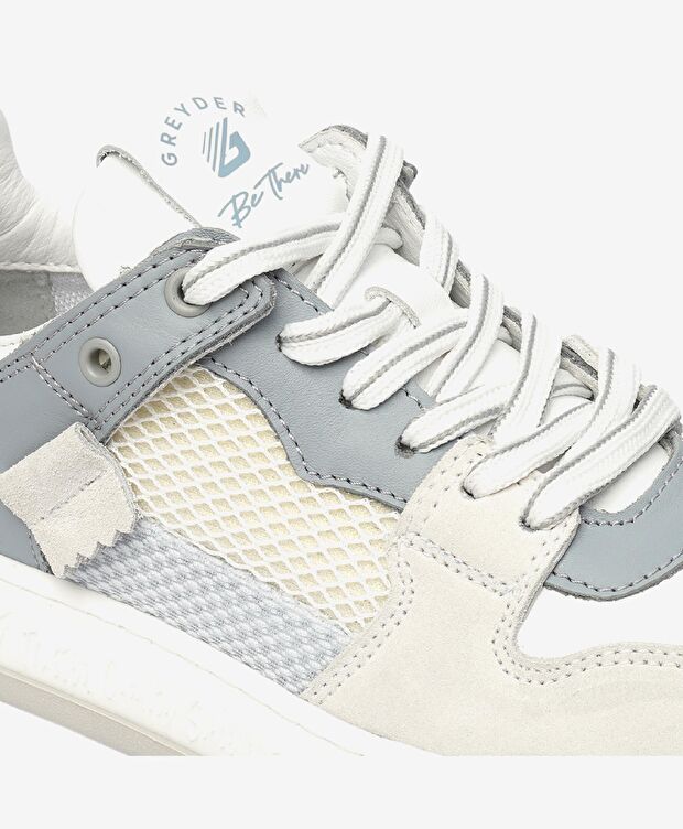 Kadın Beyaz Mavi Hakiki Deri Sneaker Ayakkabı - 5