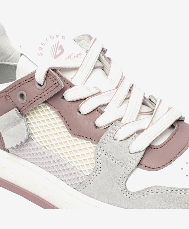 Kadın Beyaz Lila Hakiki Deri Sneaker Ayakkabı - 5