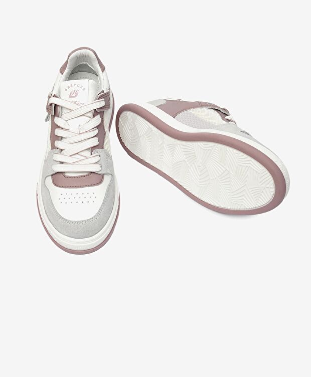 Kadın Beyaz Lila Hakiki Deri Sneaker Ayakkabı - 6