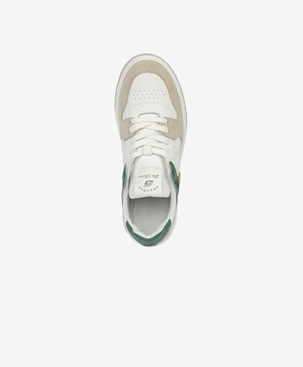 Kadın Ekru Yeşil Hakiki Deri Sneaker Ayakkabı - 4
