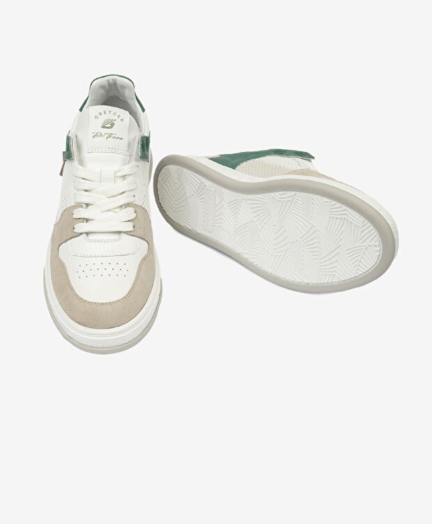 Kadın Ekru Yeşil Hakiki Deri Sneaker Ayakkabı - 6