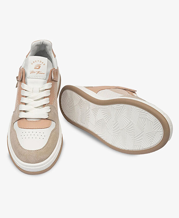 Kadın Ekru Hakiki Deri Sneaker Ayakkabı - 6