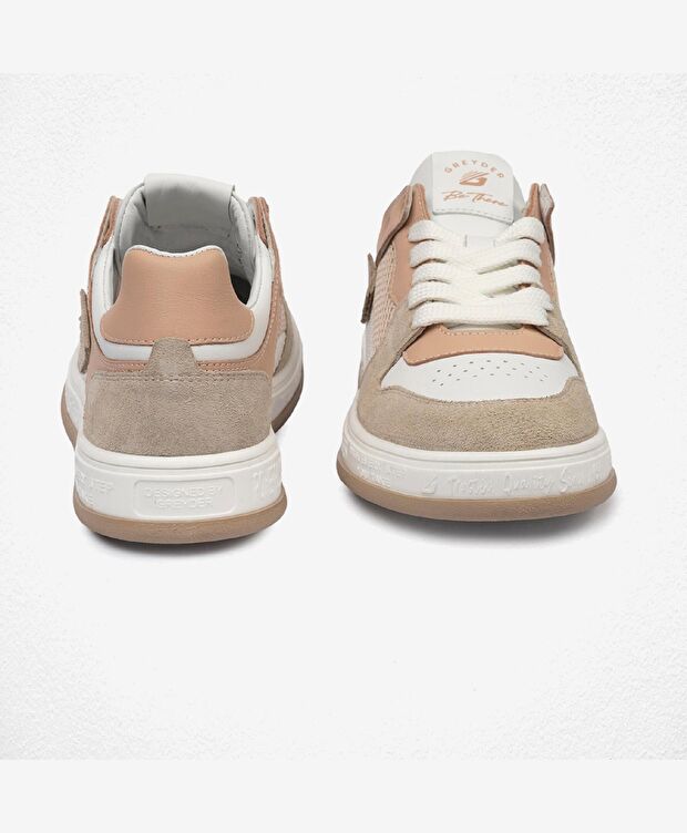 Kadın Ekru Hakiki Deri Sneaker Ayakkabı - 9