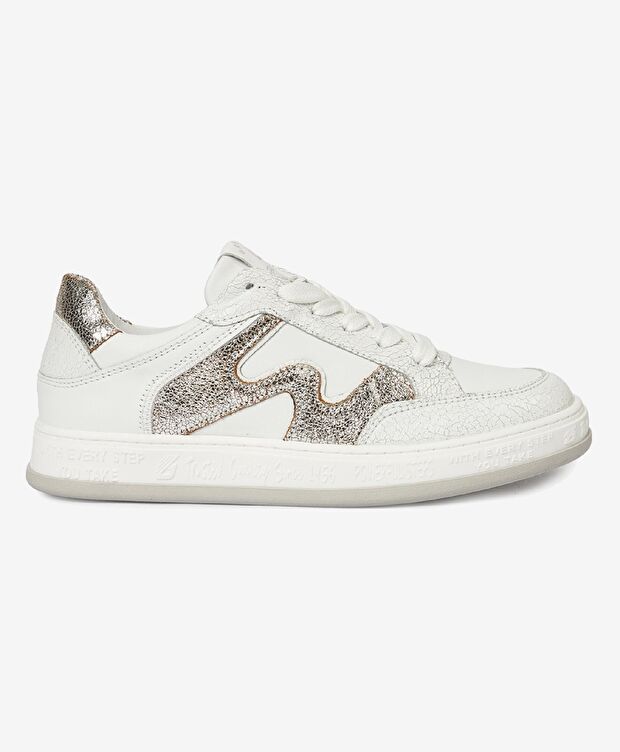 Kadın Beyaz Gümüş Hakiki Deri Sneaker Ayakkabı - 1