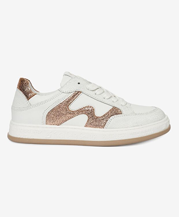 Kadın Beyaz Pembe Hakiki Deri Sneaker Ayakkabı - 1