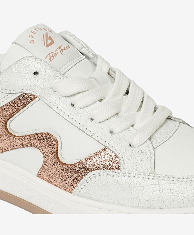 Kadın Beyaz Pembe Hakiki Deri Sneaker Ayakkabı - 5