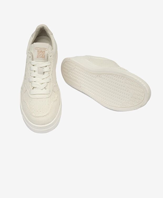 Kadın Ekru Hakiki Deri Sneaker Ayakkabı - 6