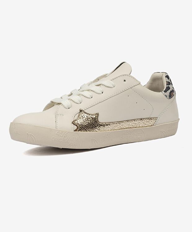 Kadın Kirli Beyaz Leopar Hakiki Deri Sneaker Ayakkabı - 3