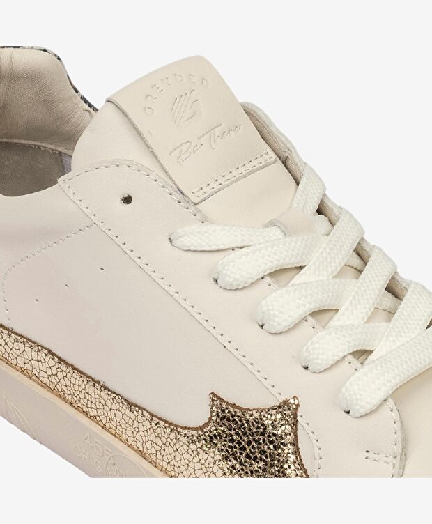 Kadın Kirli Beyaz Leopar Hakiki Deri Sneaker Ayakkabı - 5