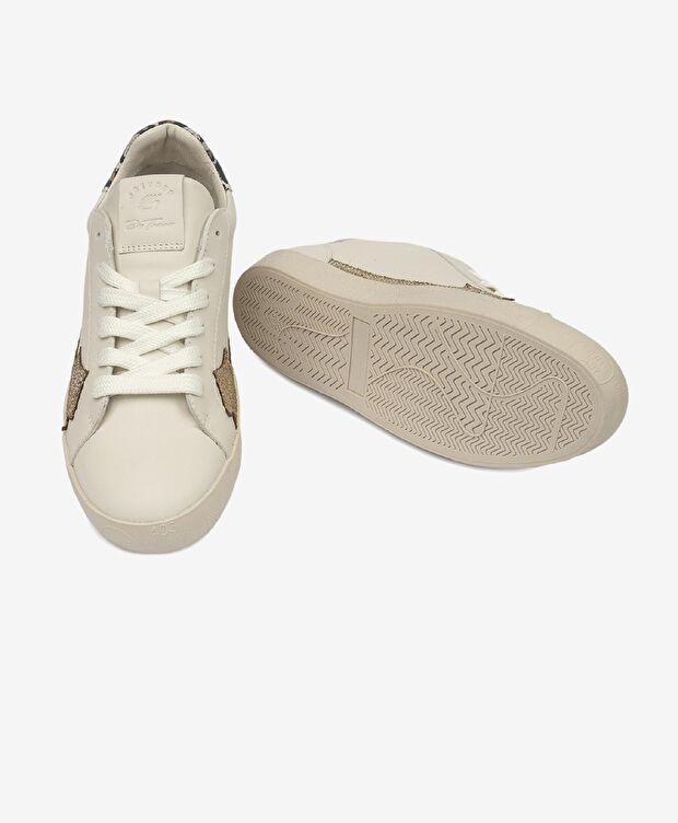 Kadın Kirli Beyaz Leopar Hakiki Deri Sneaker Ayakkabı - 6