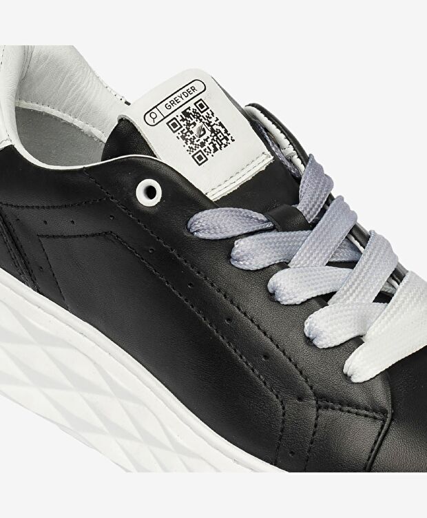 Kadın Siyah Hakiki Deri Sneaker Ayakkabı - 5