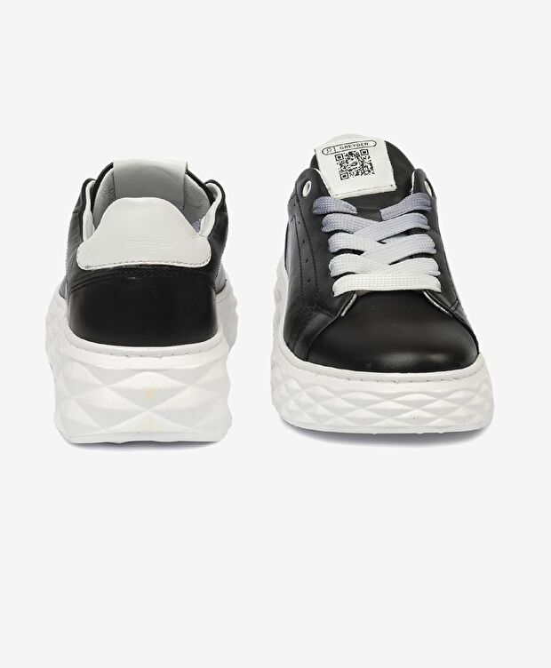 Kadın Siyah Hakiki Deri Sneaker Ayakkabı - 7