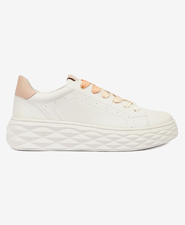 Kadın Kirli Beyaz Hakiki Deri Sneaker Ayakkabı - 1