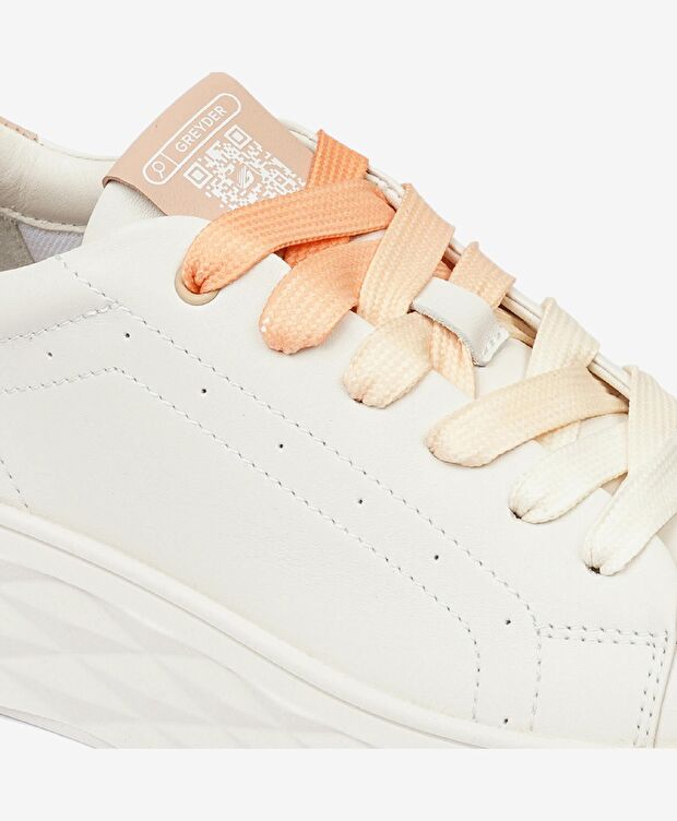 Kadın Kirli Beyaz Hakiki Deri Sneaker Ayakkabı - 5